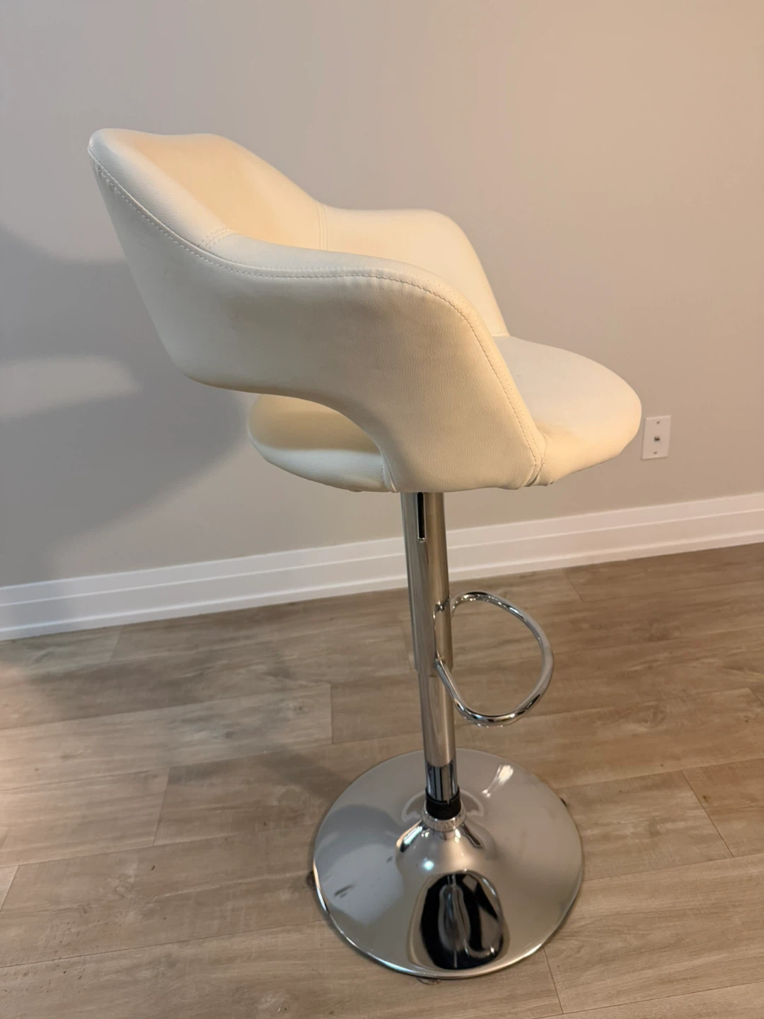 Adjustable Cream Faux Leather Bar Stool - photo 4