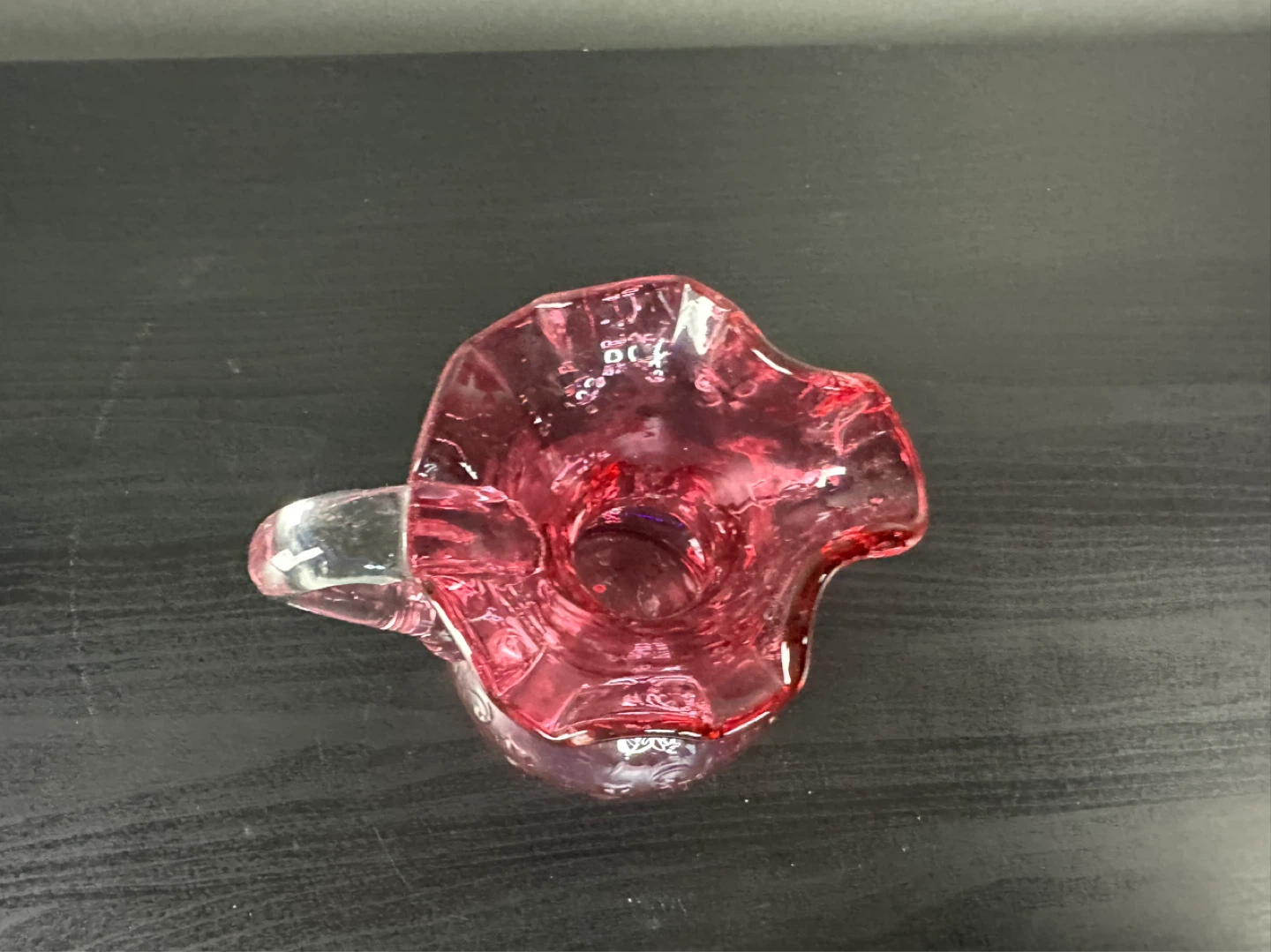 Pink Glass Pedestal Dish with Floral Design - photo 3
