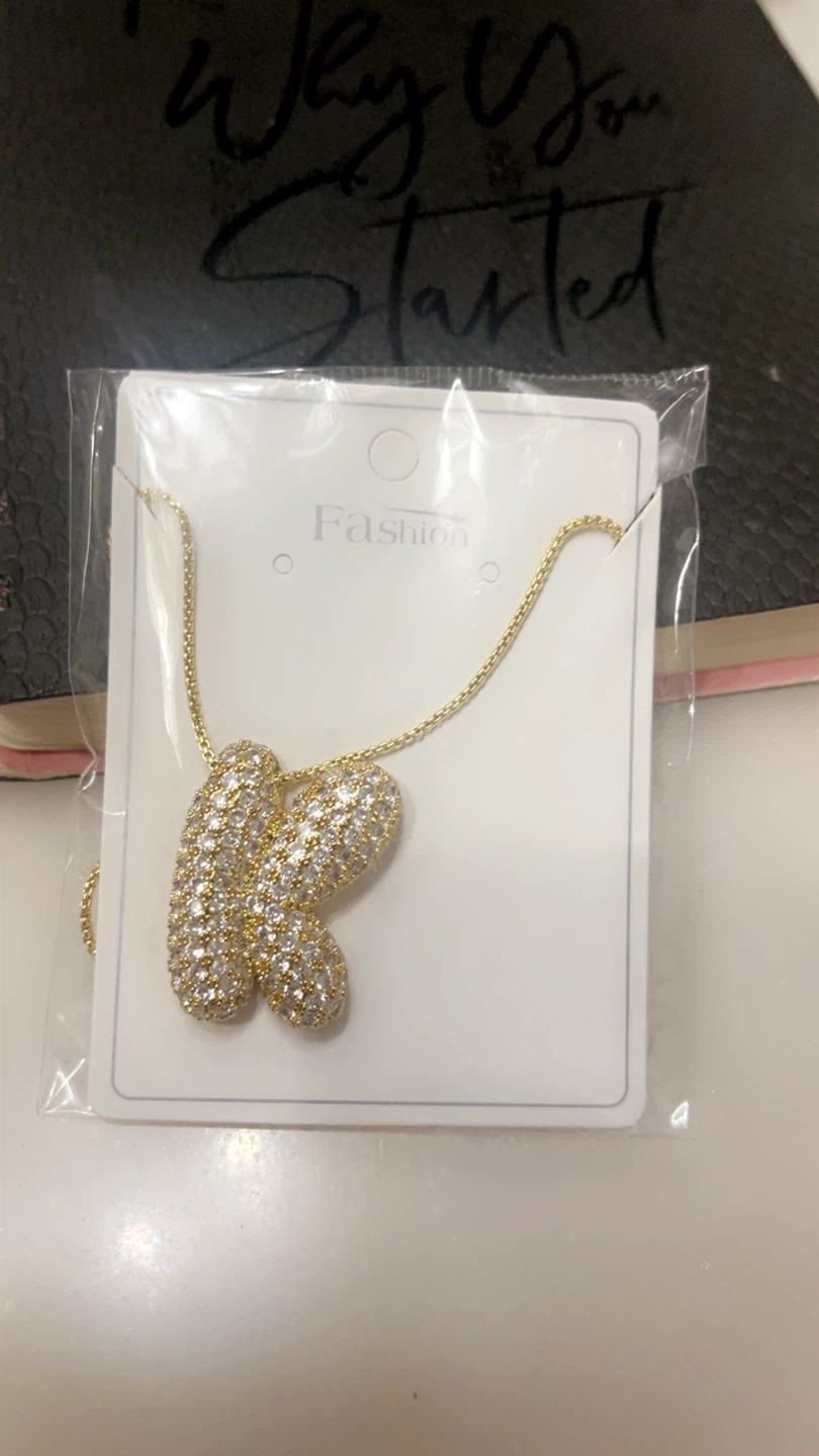 K Initial Letter Necklace with Rhinestones - photo 2