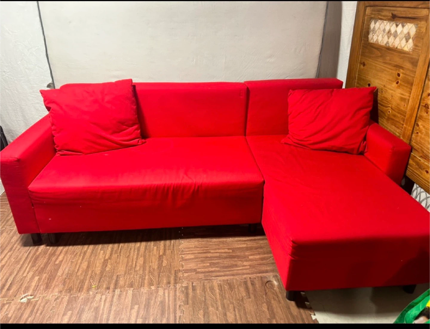 Bright Red Sectional Sofa with Chaise