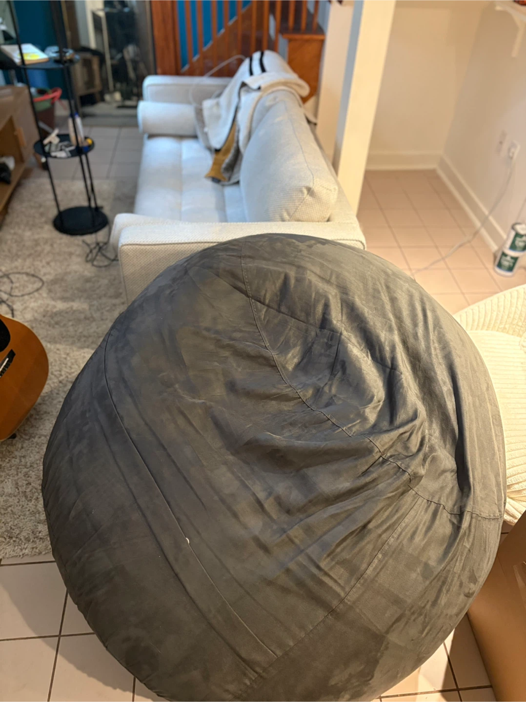 Giant bean bag in microsuede grey