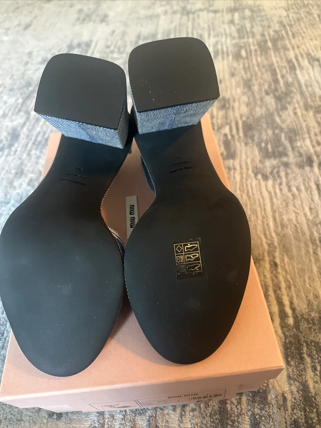 Miu Miu Denim Logo Sandal Size 38 - photo 5