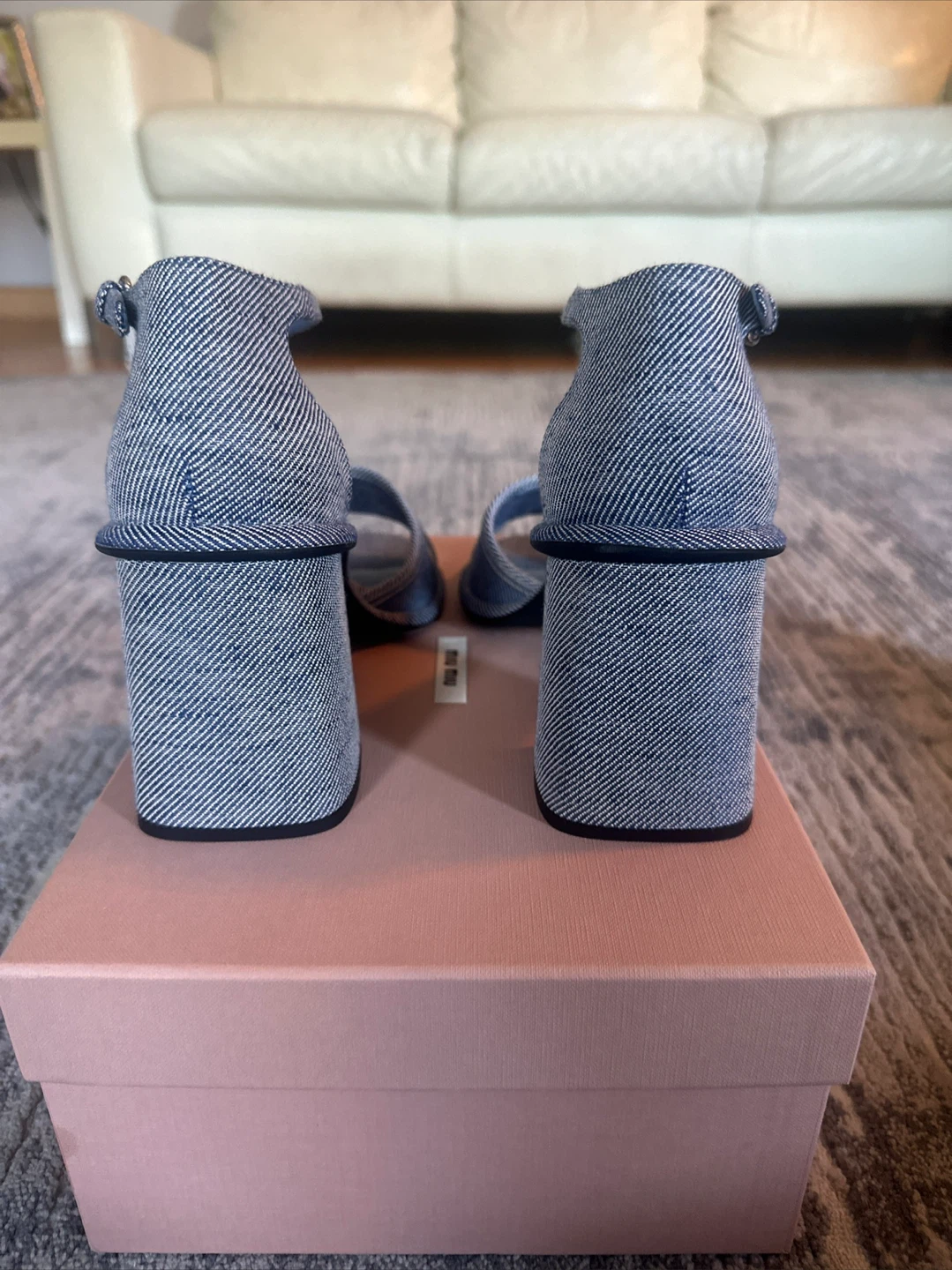 Miu Miu Denim Logo Sandal Size 38 - photo 4