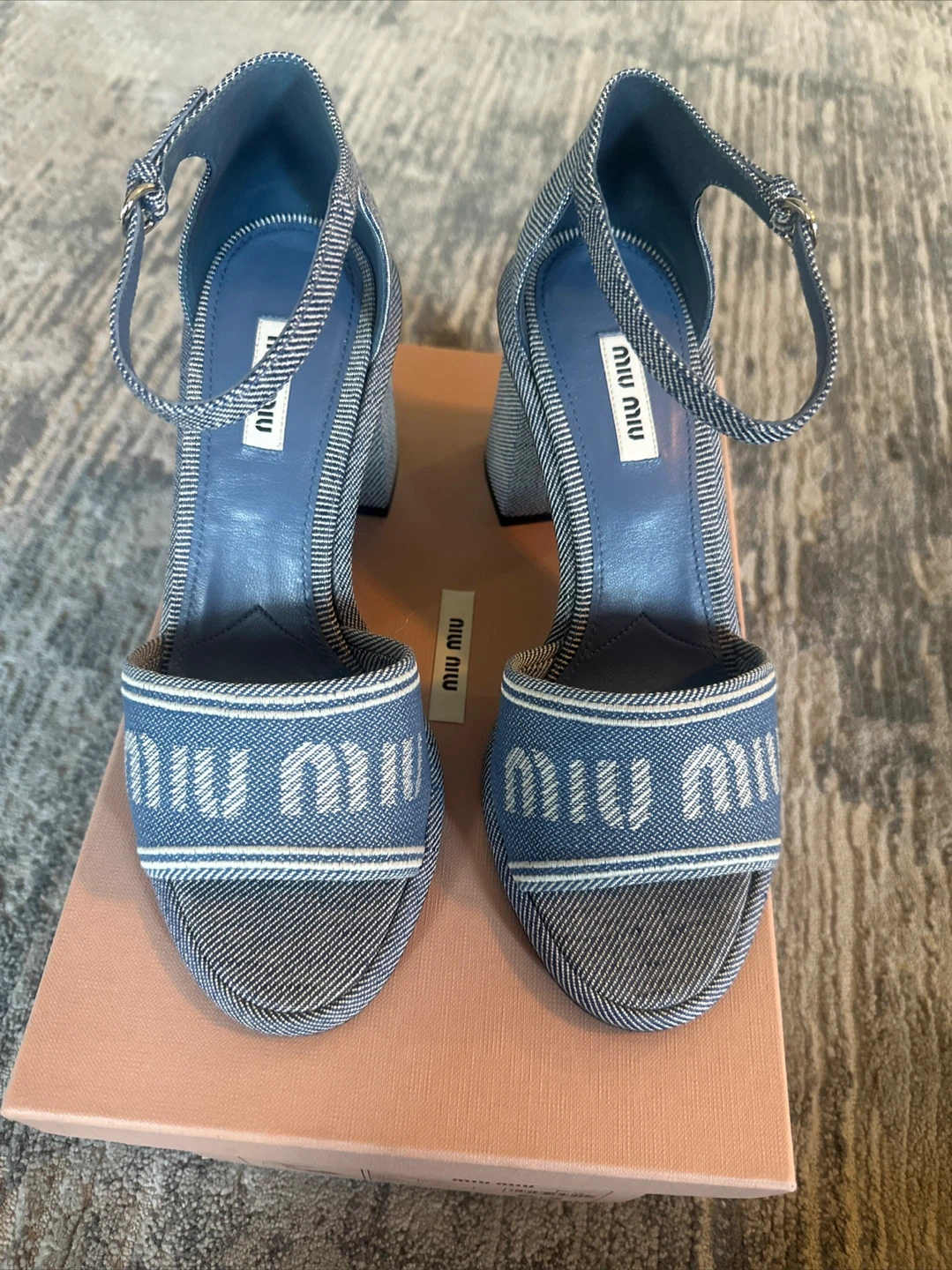 Miu Miu Denim Logo Sandal Size 38 - photo 2