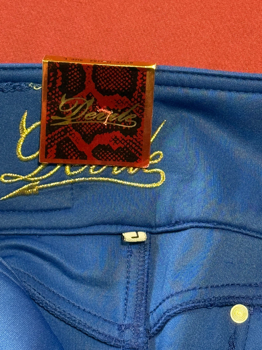 Blue pants with gold accents and rhinestones - photo 3