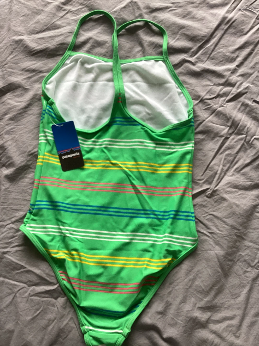 Patagonia Girls new Swimsuit - Green Stripe - Size M (10) - photo 2