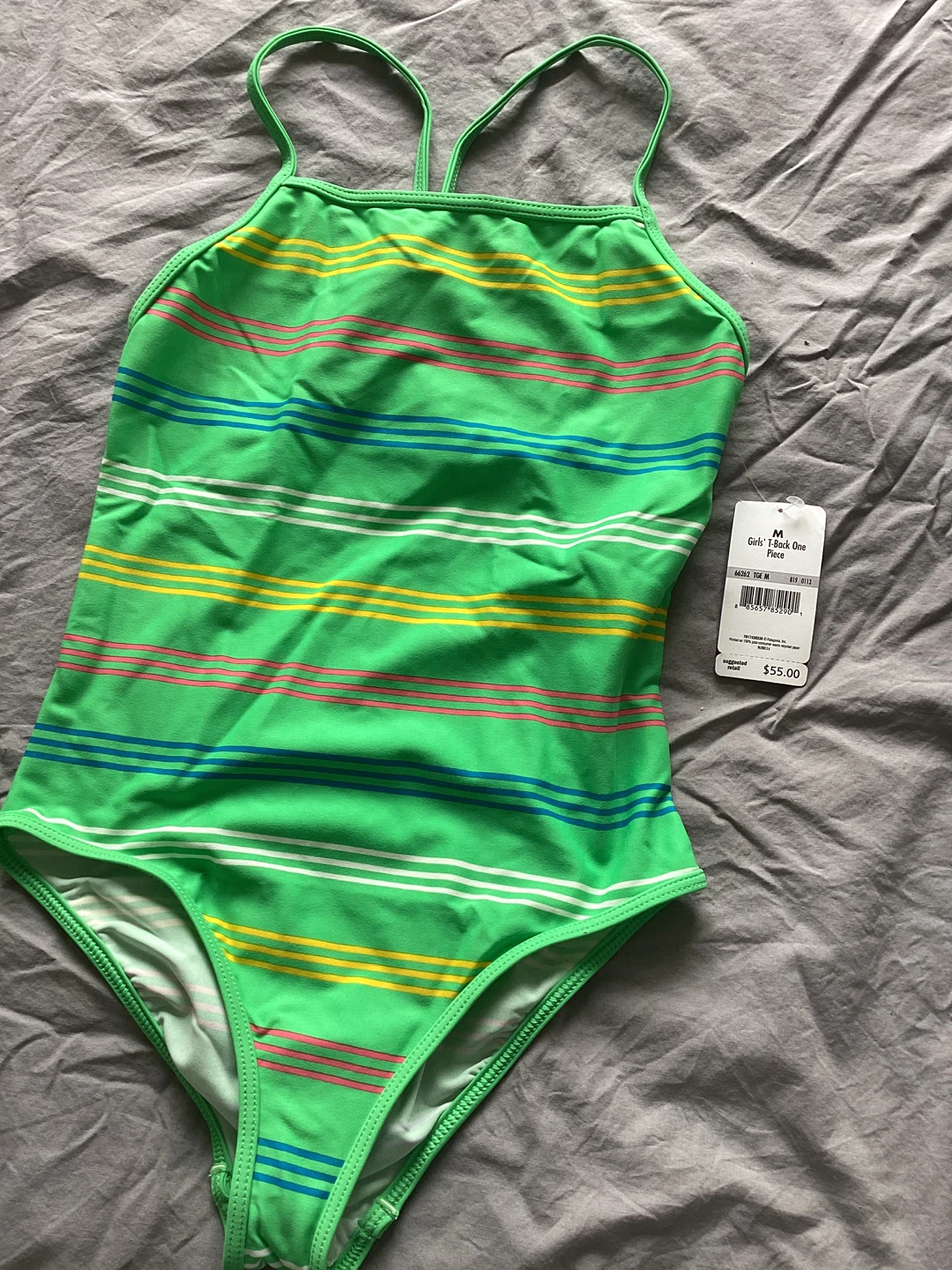 Patagonia Girls new Swimsuit - Green Stripe - Size M (10) - photo 4