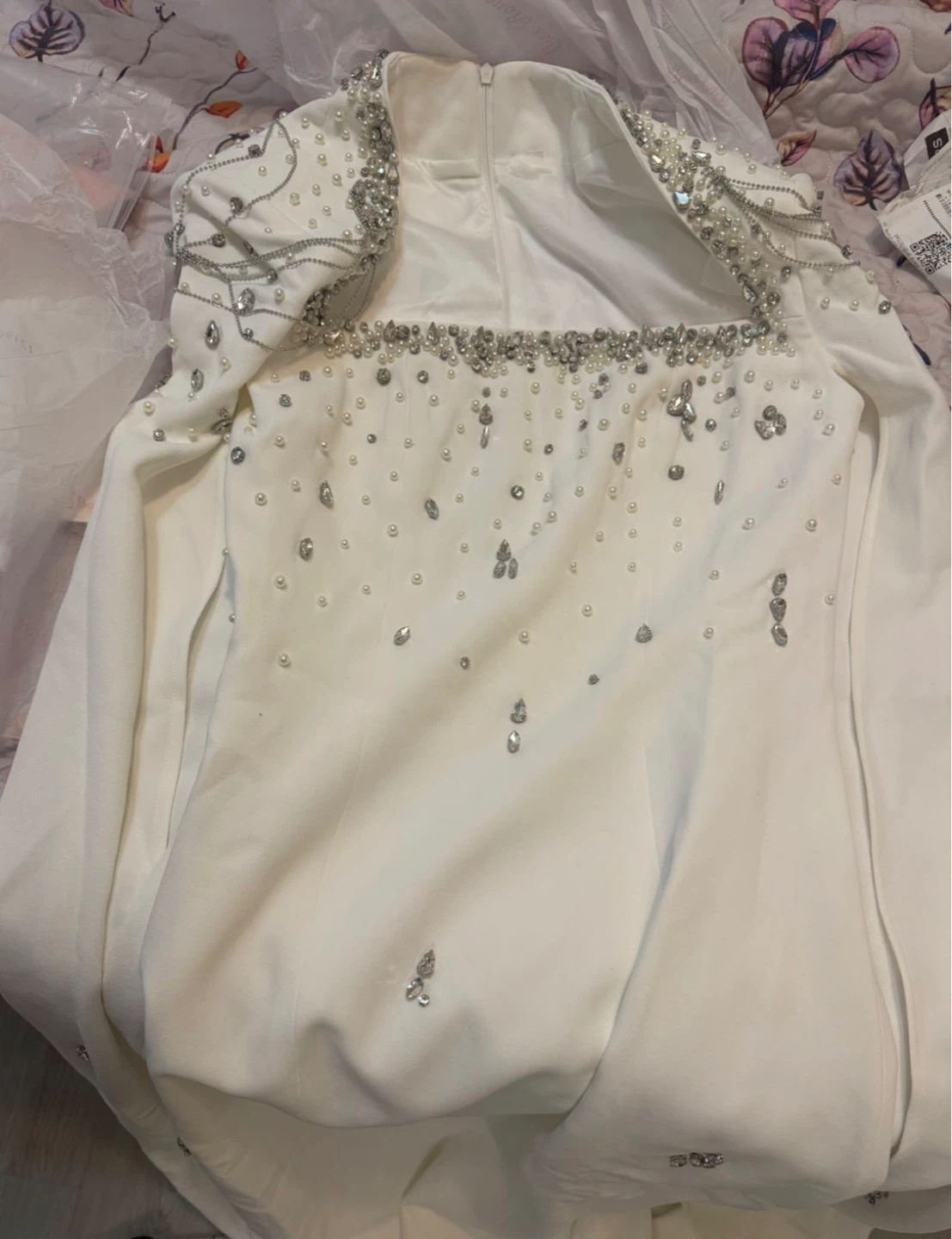 Miss Rosier White Embellished Square Neck Dress - photo 4