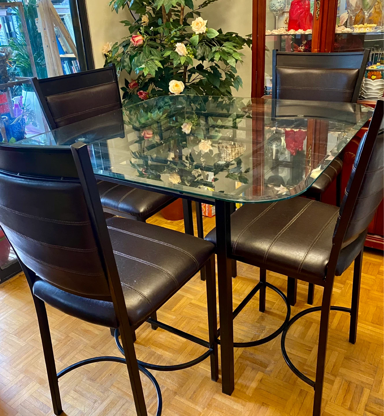 Glass-Top Dining Table with 4 Chairs - photo 2