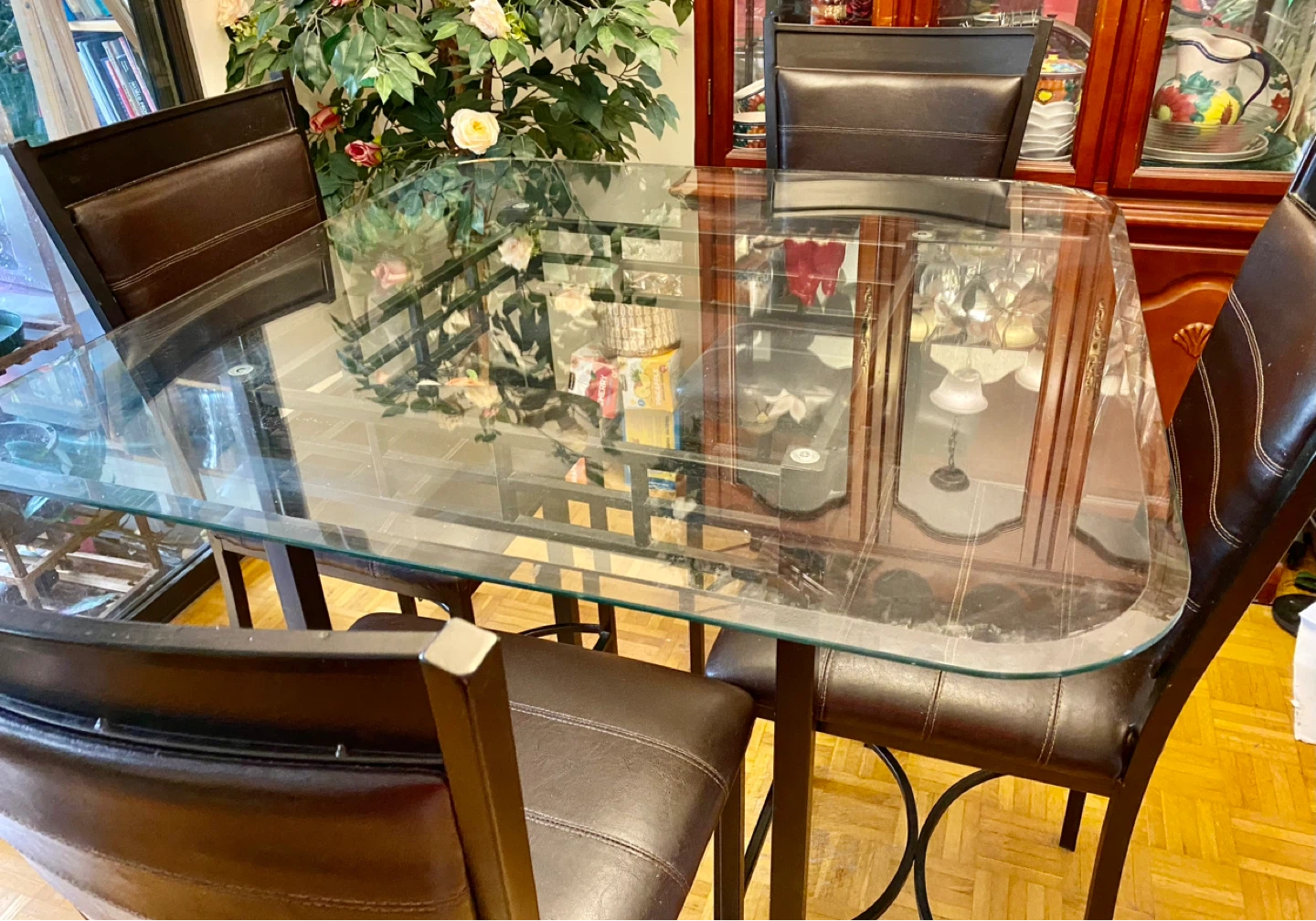 Glass-Top Dining Table with 4 Chairs - photo 4