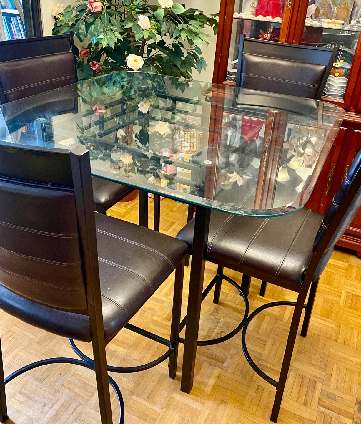 Glass-Top Dining Table with 4 Chairs - photo 3