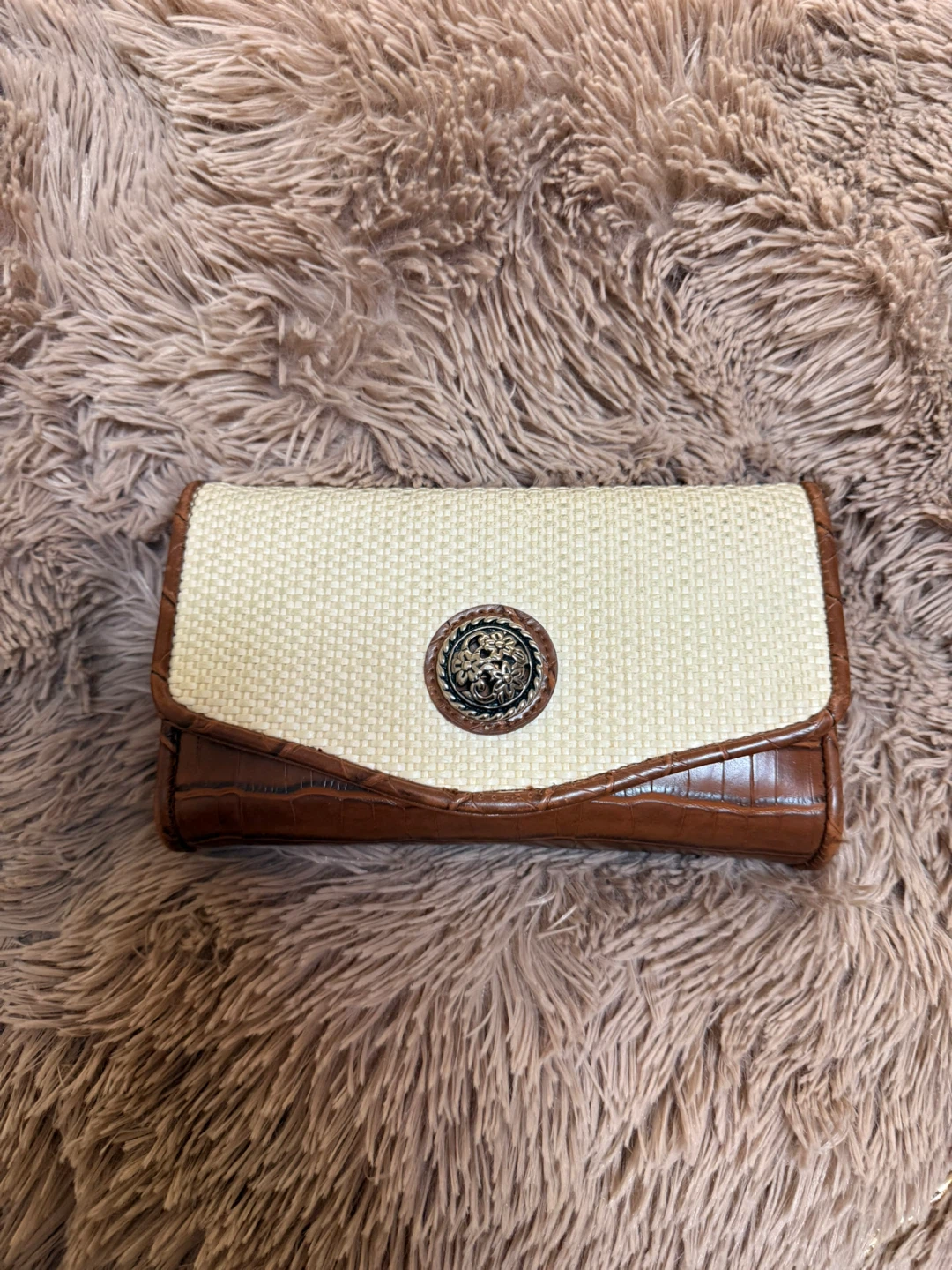 Brown Faux Croc Wallet