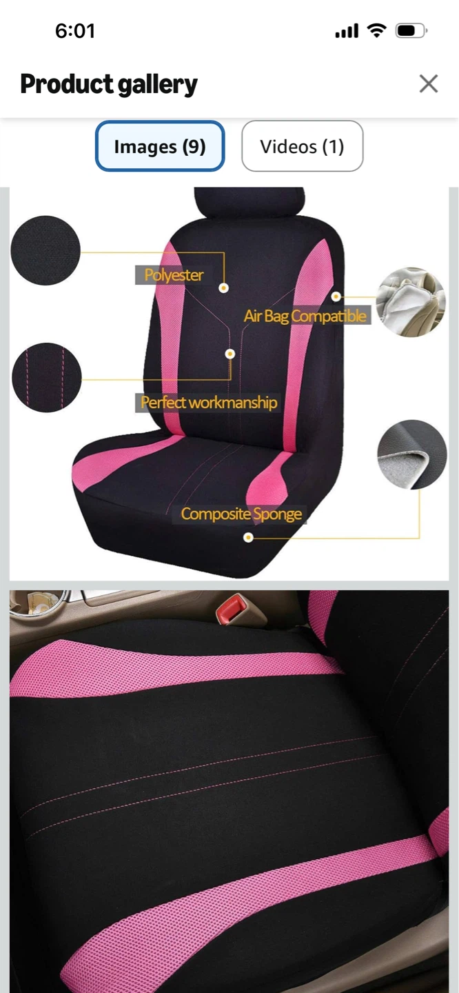 New-Black and Pink Car Seat Covers (Set of 2) - photo 2