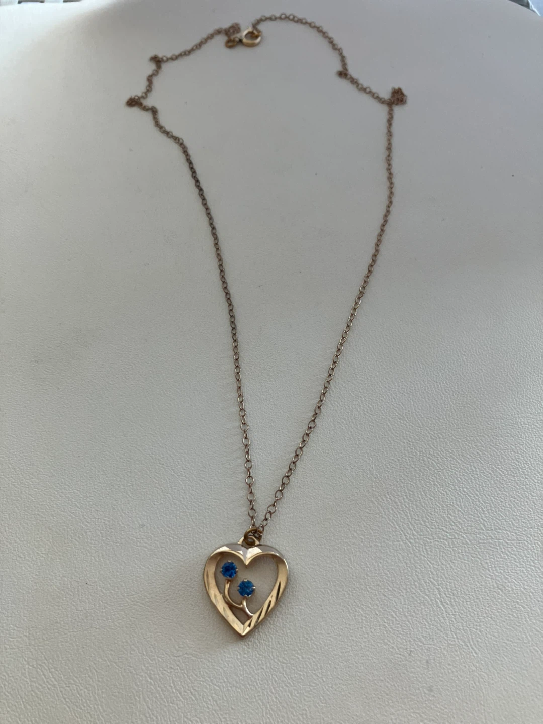 12k Gold Fill Heart Necklace with Blue Stones - photo 3