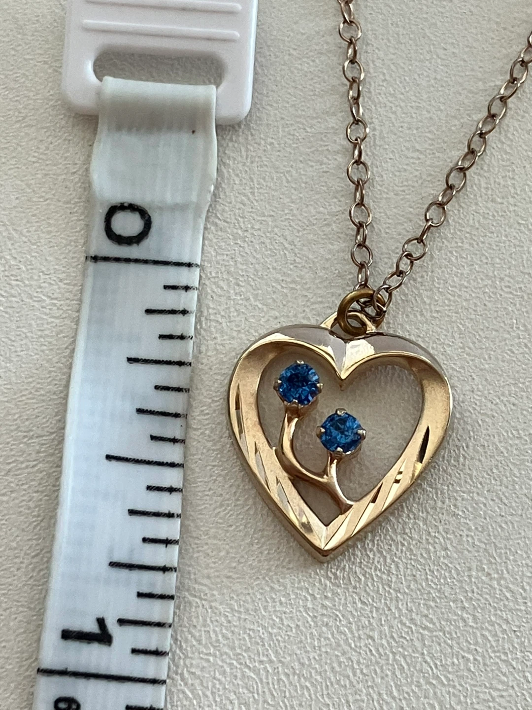 12k Gold Fill Heart Necklace with Blue Stones - photo 2