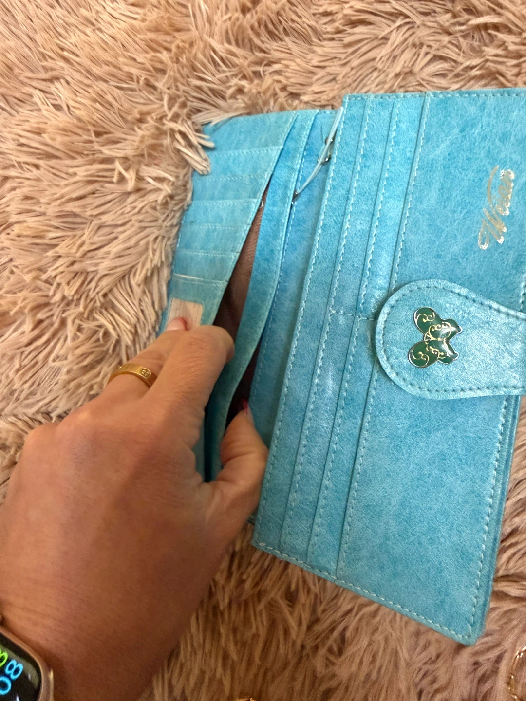 Blue Wallet with Foral Embroidery - photo 4