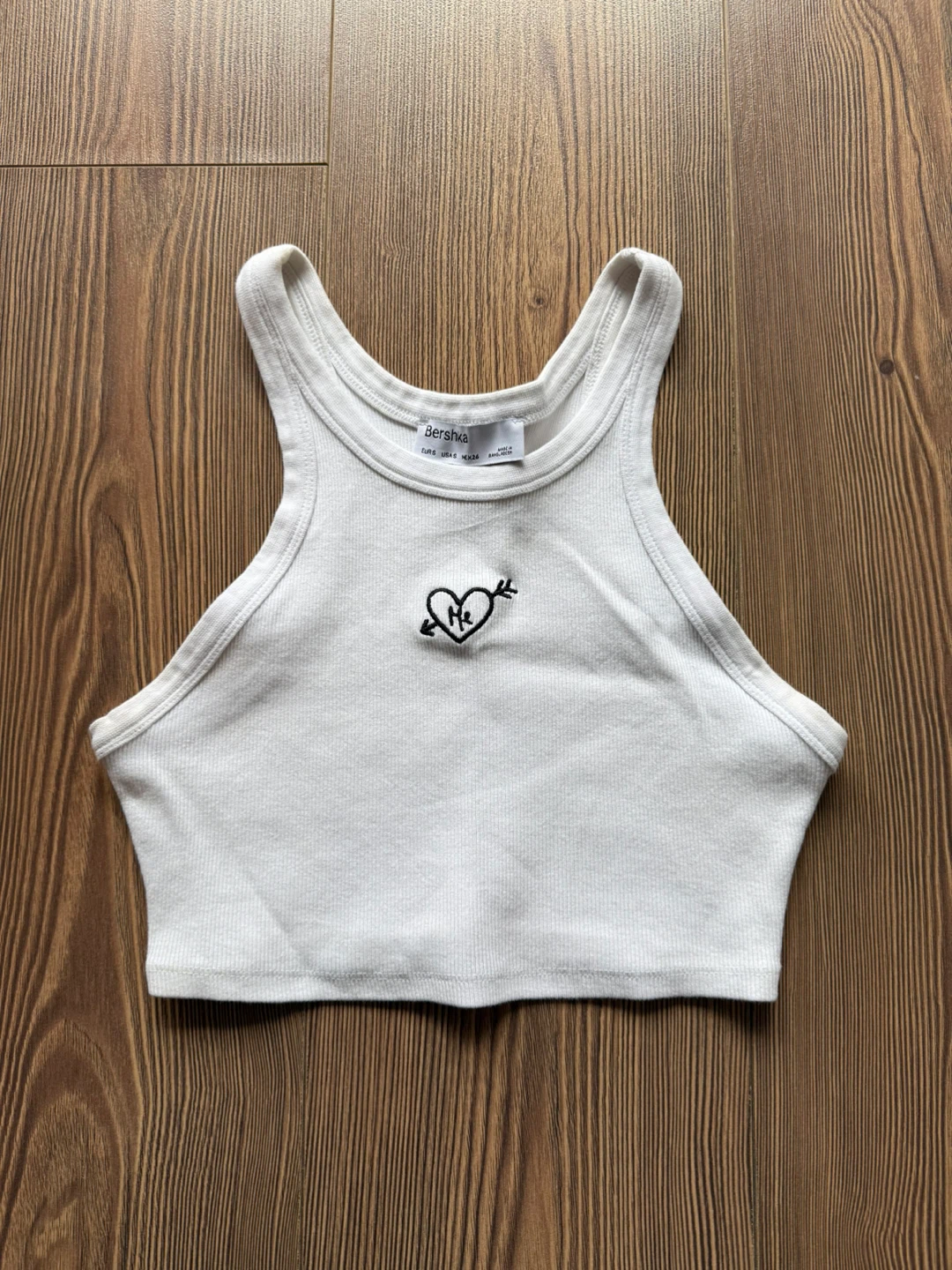 White Graphic Crop Tank Top - Size XS/S