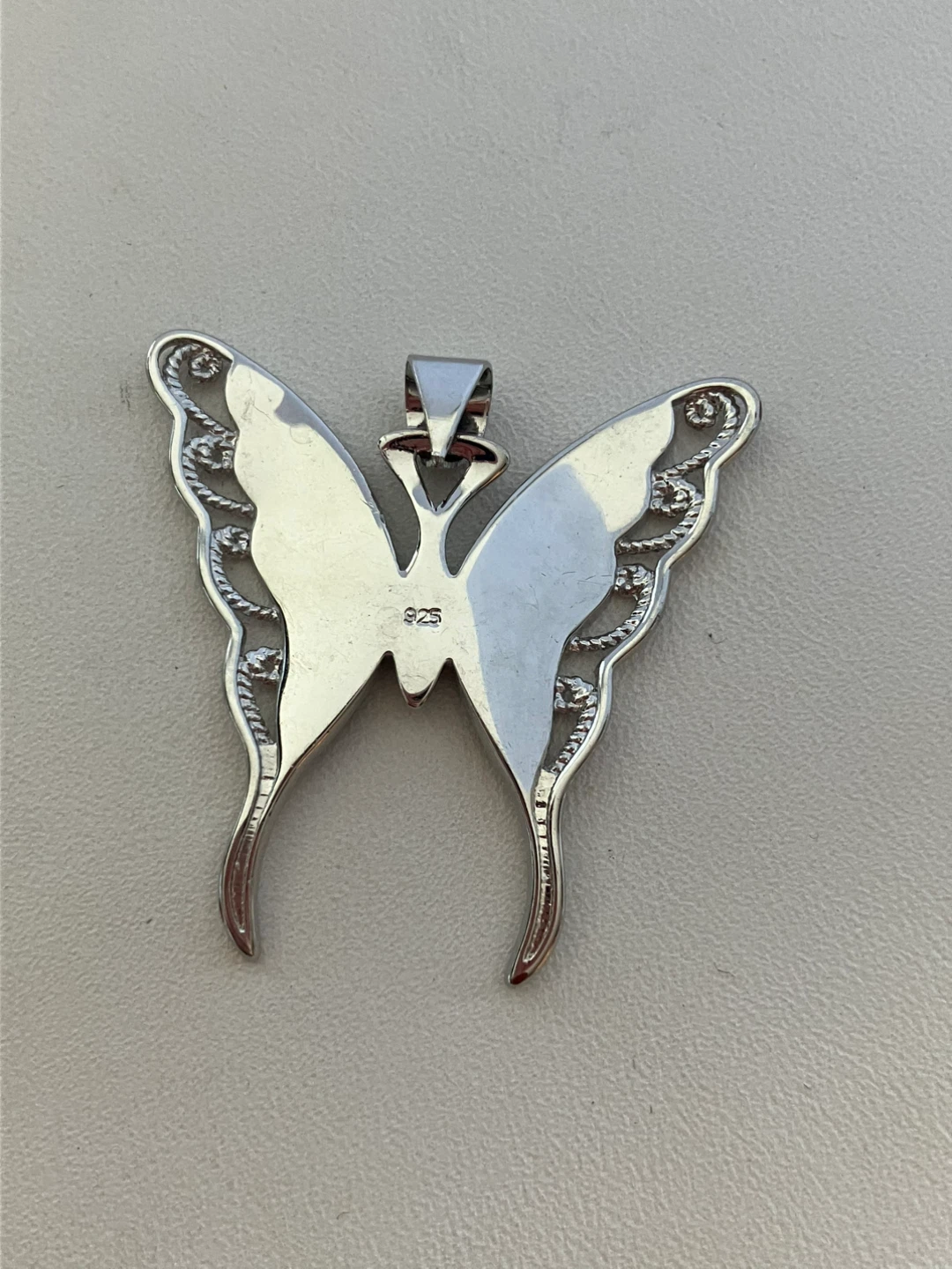 Sterling Silver Butterfly Pendant with Abalone Inlay - photo 4