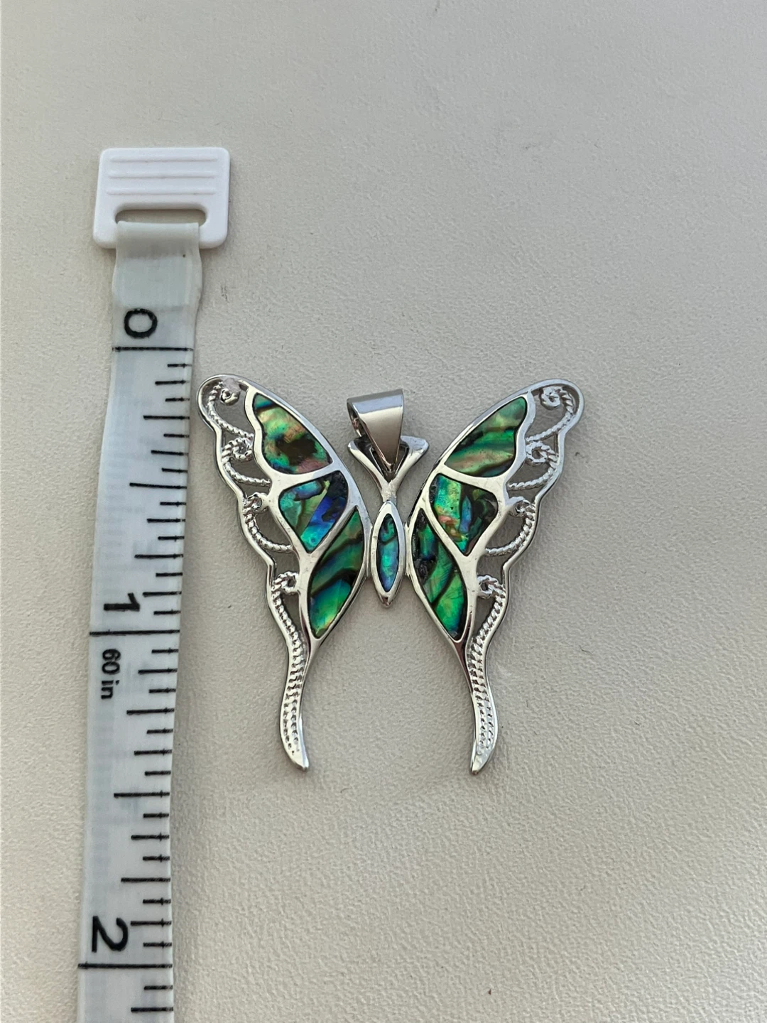 Sterling Silver Butterfly Pendant with Abalone Inlay - photo 3