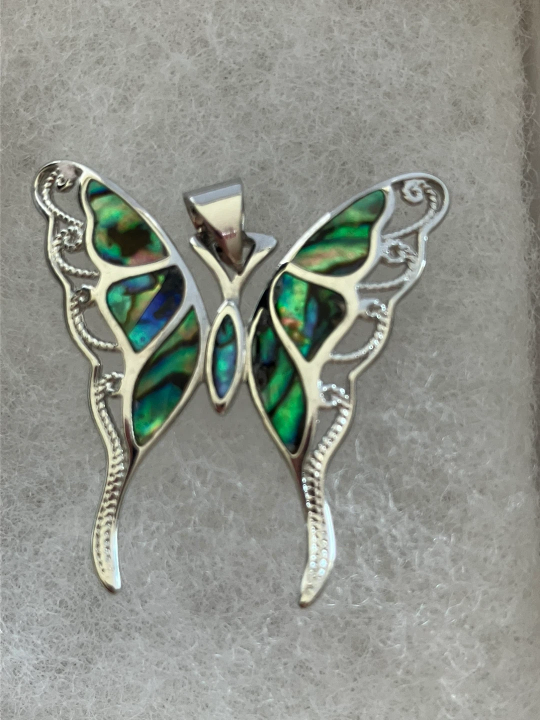 Sterling Silver Butterfly Pendant with Abalone Inlay