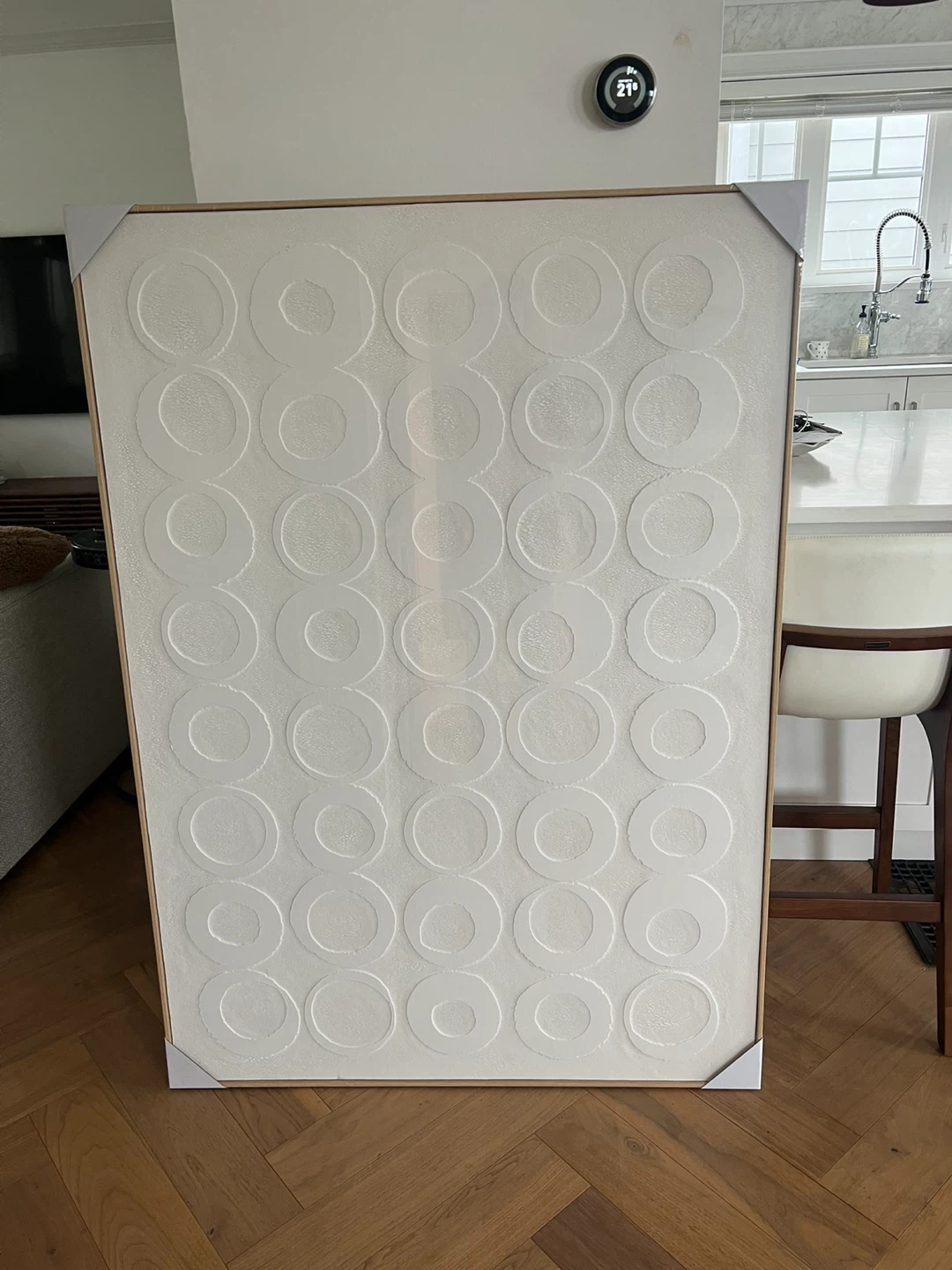 White Circle Textured Wall Art