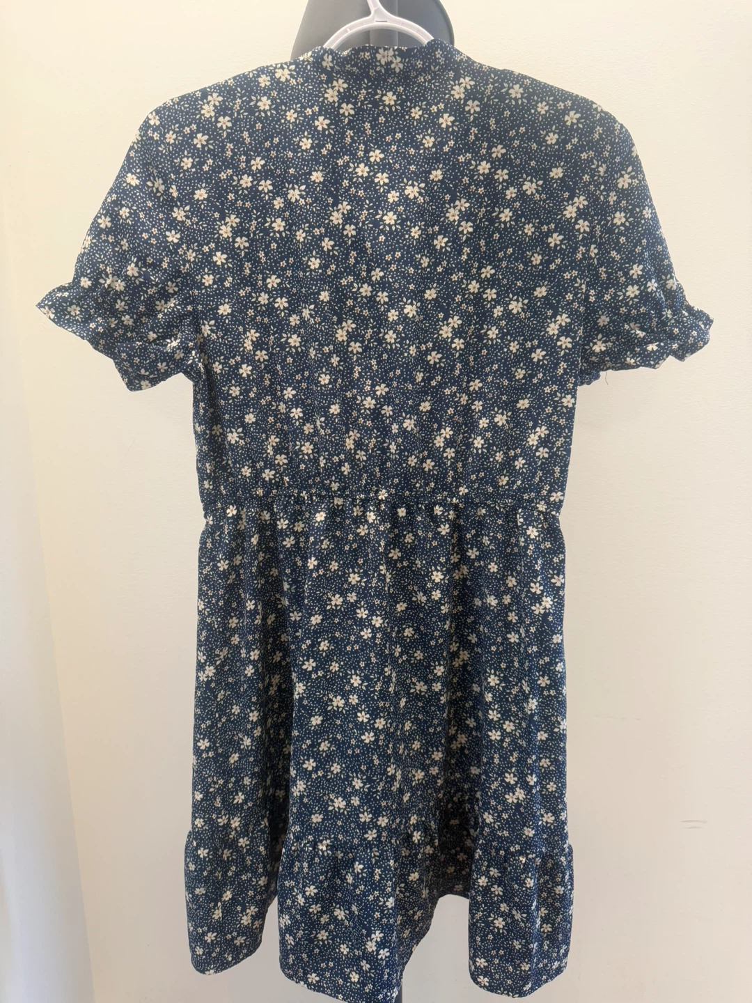 Blue Floral Dress with Tie Neck - photo 2