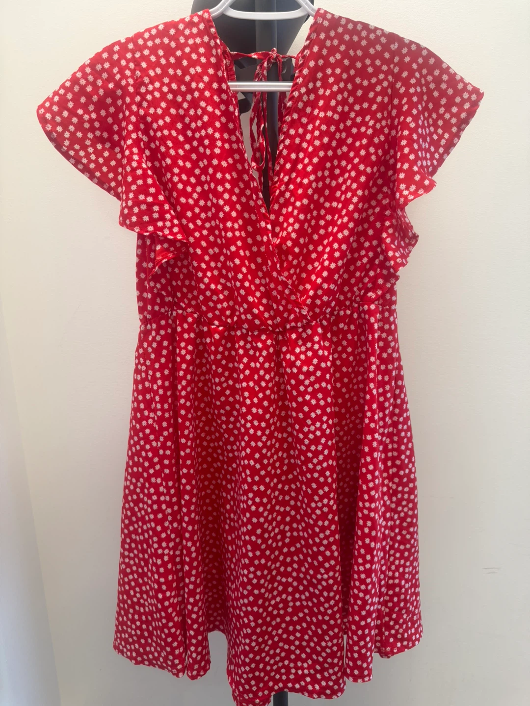 Red floral print dress