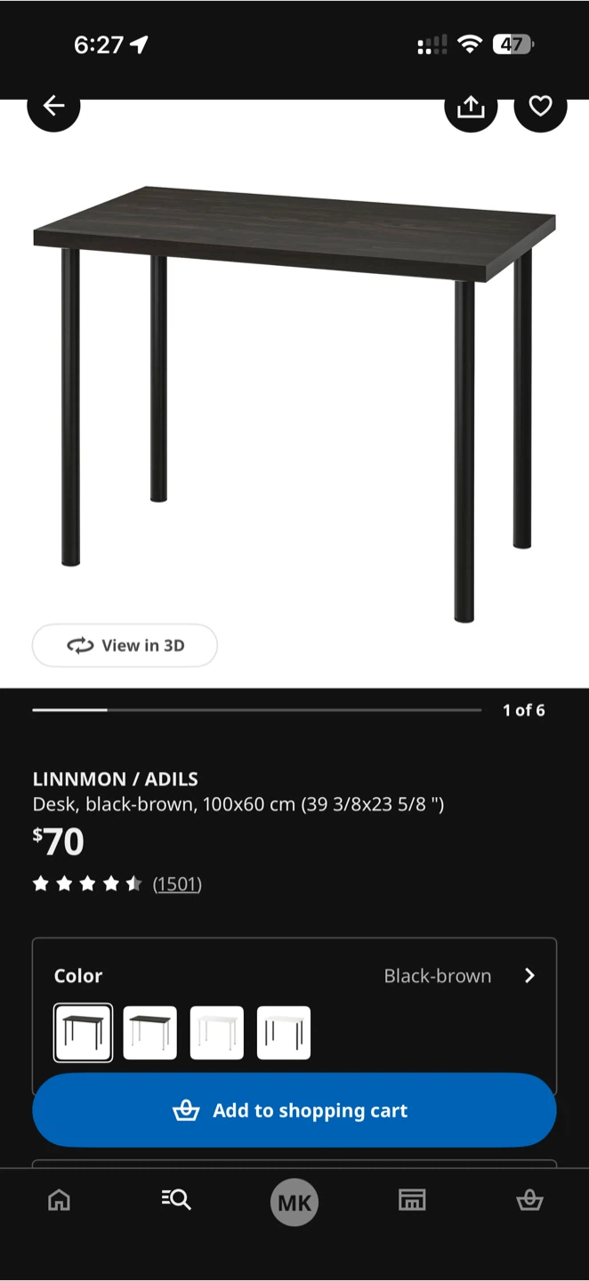 IKEA LINNMON / ADILS Desk - Black-brown, 100x60 cm - photo 2