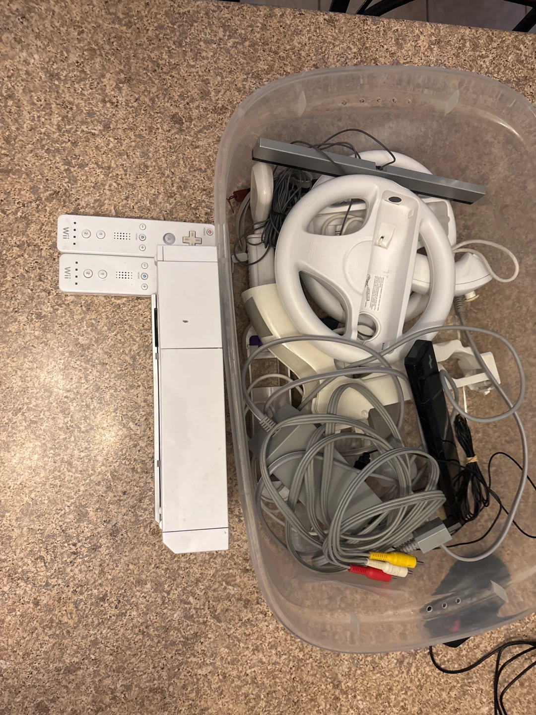 Nintendo Wii Bundle with Controllers and Steering Wheel