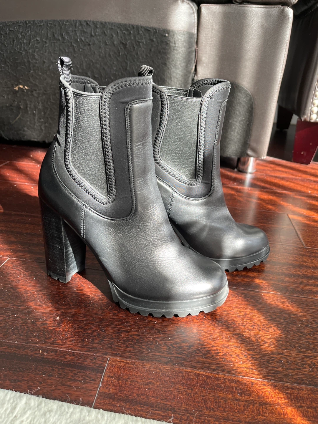 Aldo Black Heeled Ankle Boots Size 7 – 4” Heel, Good Condition - photo 2