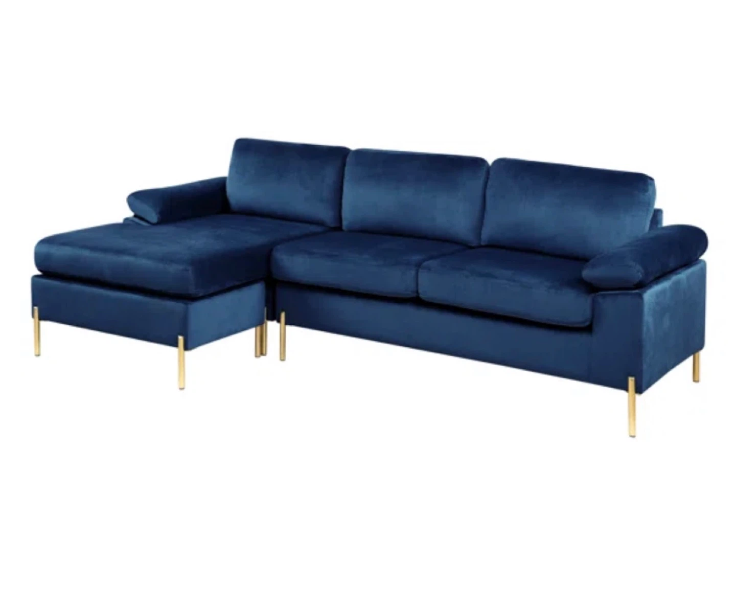 Sapphire Blue Velvet L-Shaped Sectional - photo 3