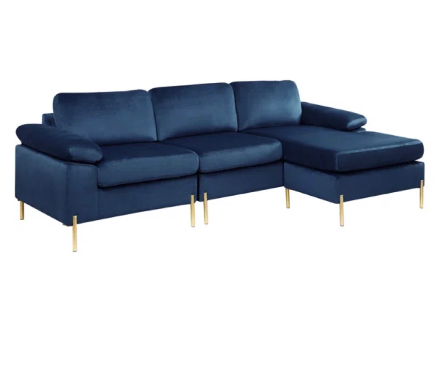Sapphire Blue Velvet L-Shaped Sectional - photo 2