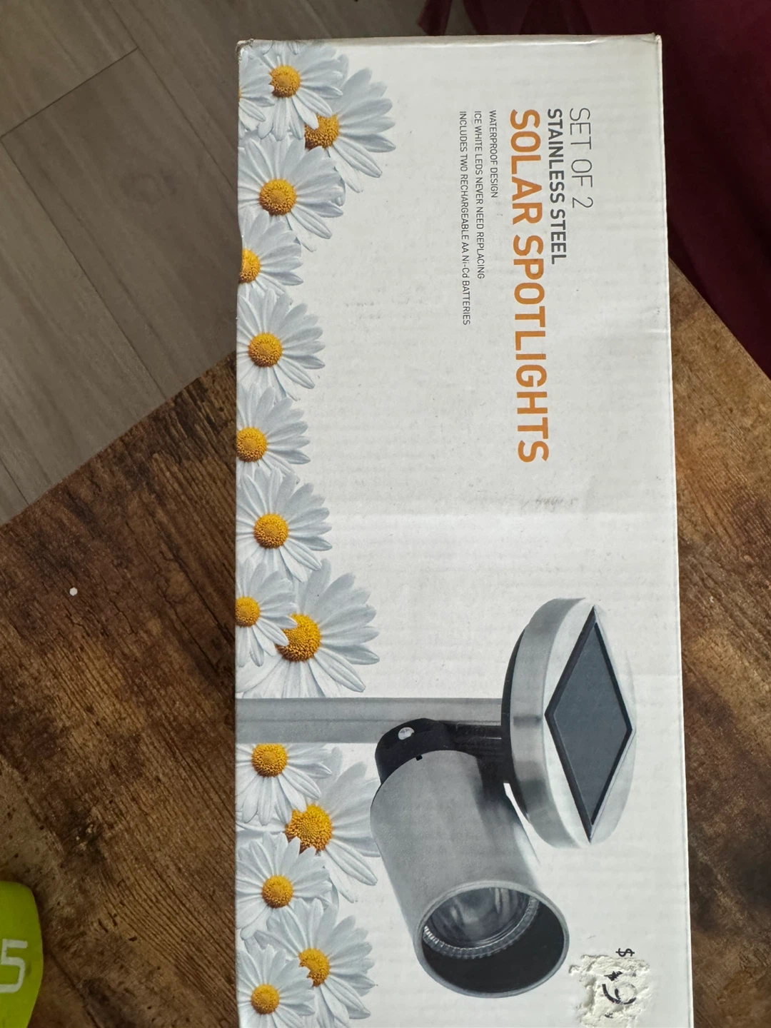 Set of 2 Stainless Steel Solar Spotlights