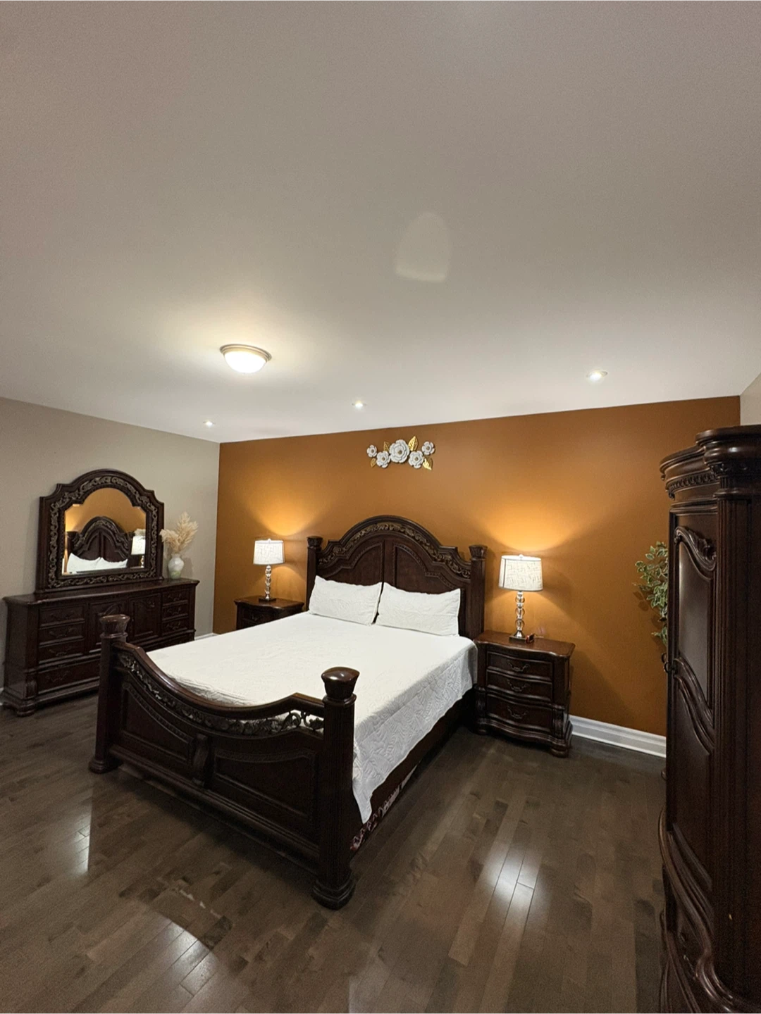 Dark Wood Bedroom Set - Queen Bed, Dresser, Armoire - photo 3