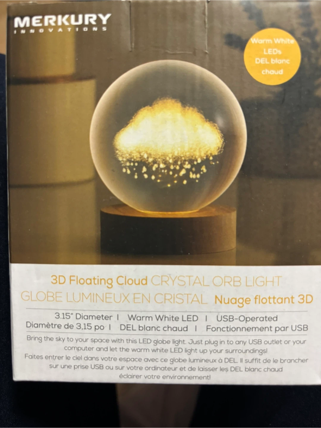 Merkury Innovations 3D Floating Cloud Crystal Orb Light - photo 2