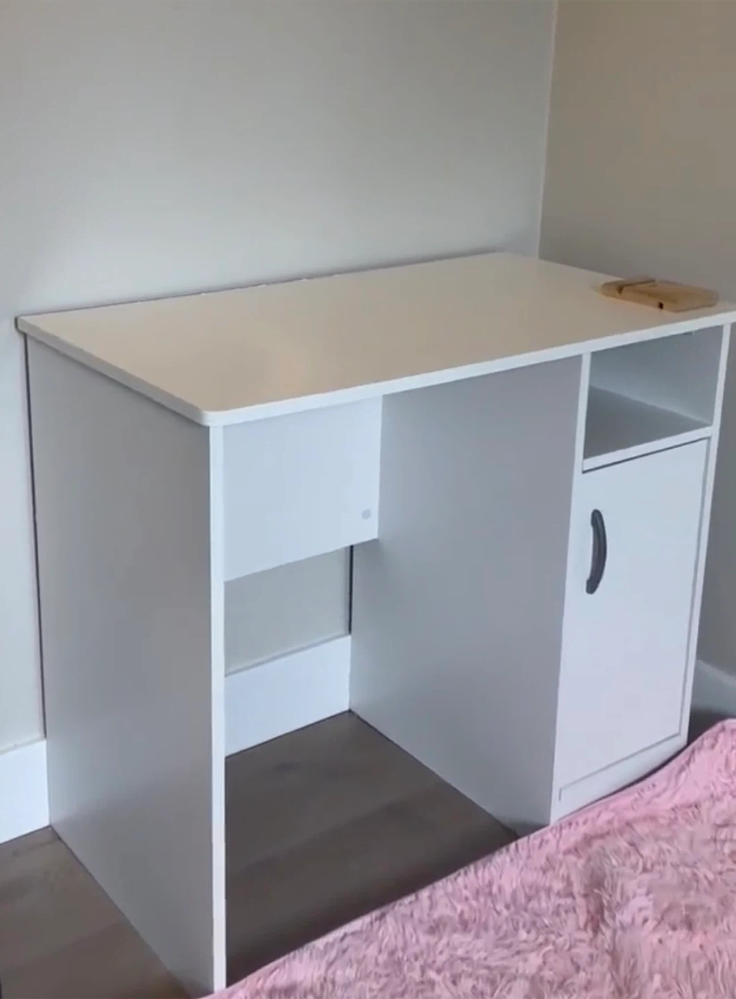 White desk with storage