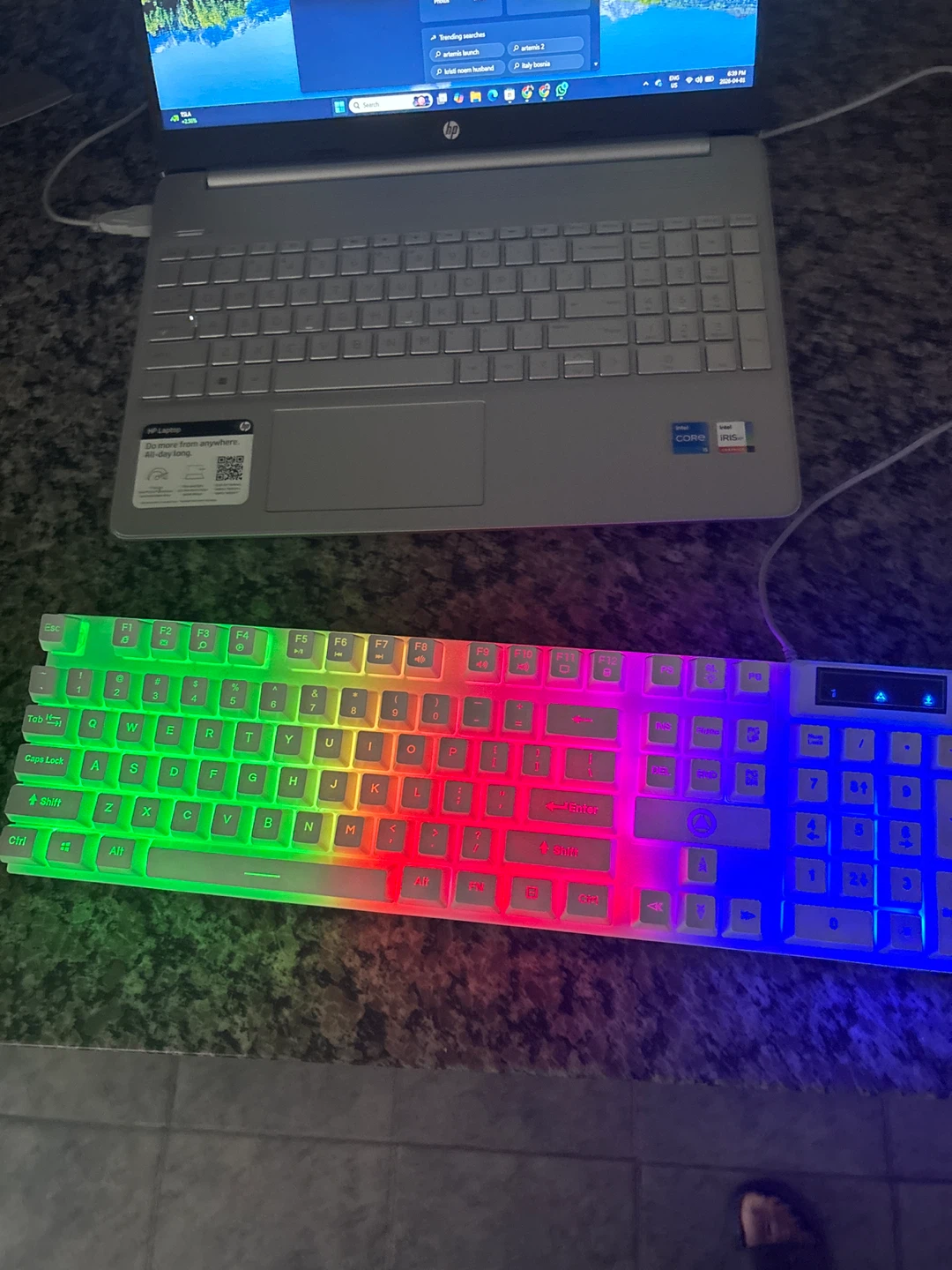 White Wired Mechanical Keyboard with RGB Backlighting - photo 3
