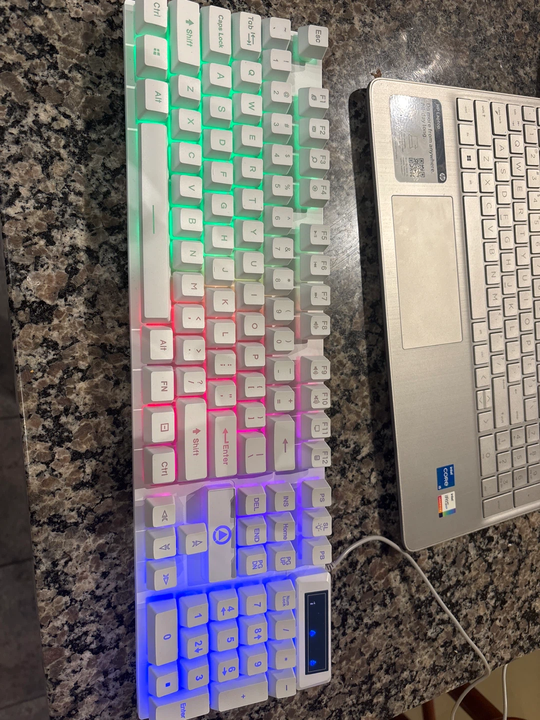White Wired Mechanical Keyboard with RGB Backlighting - photo 2