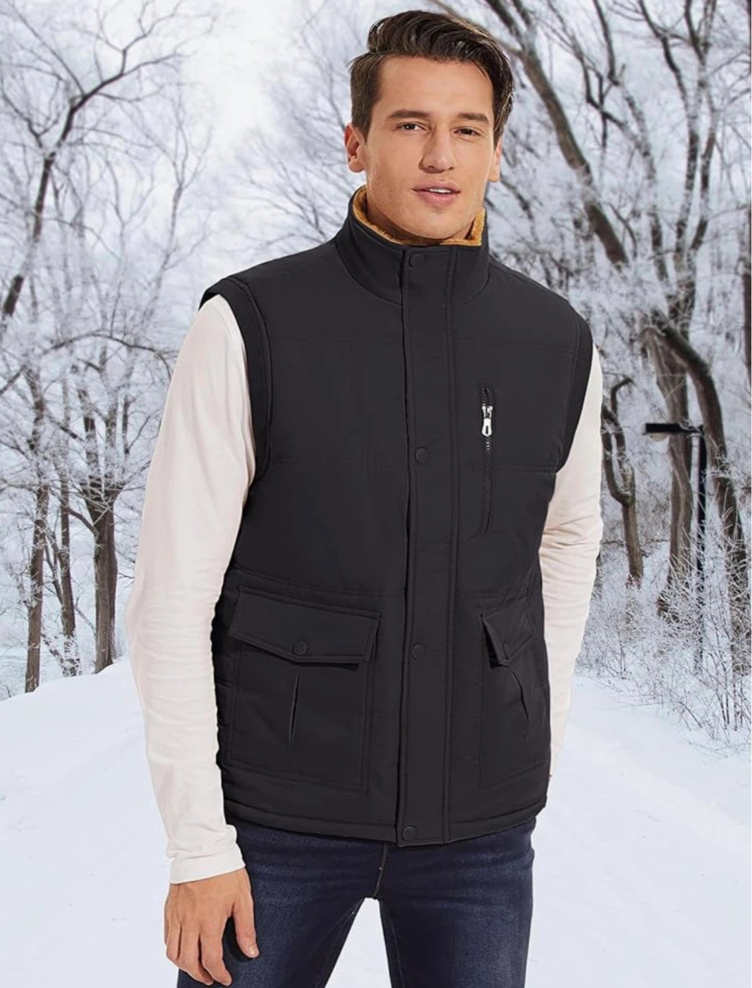 NEW Men's Medium Puffer Vest Jacket, Black