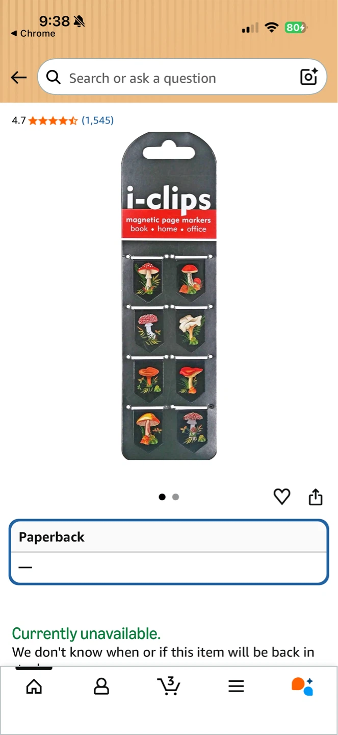 Brand New I-Clips Magnetic Page Markers - Mushroom (Set of 8) - photo 4