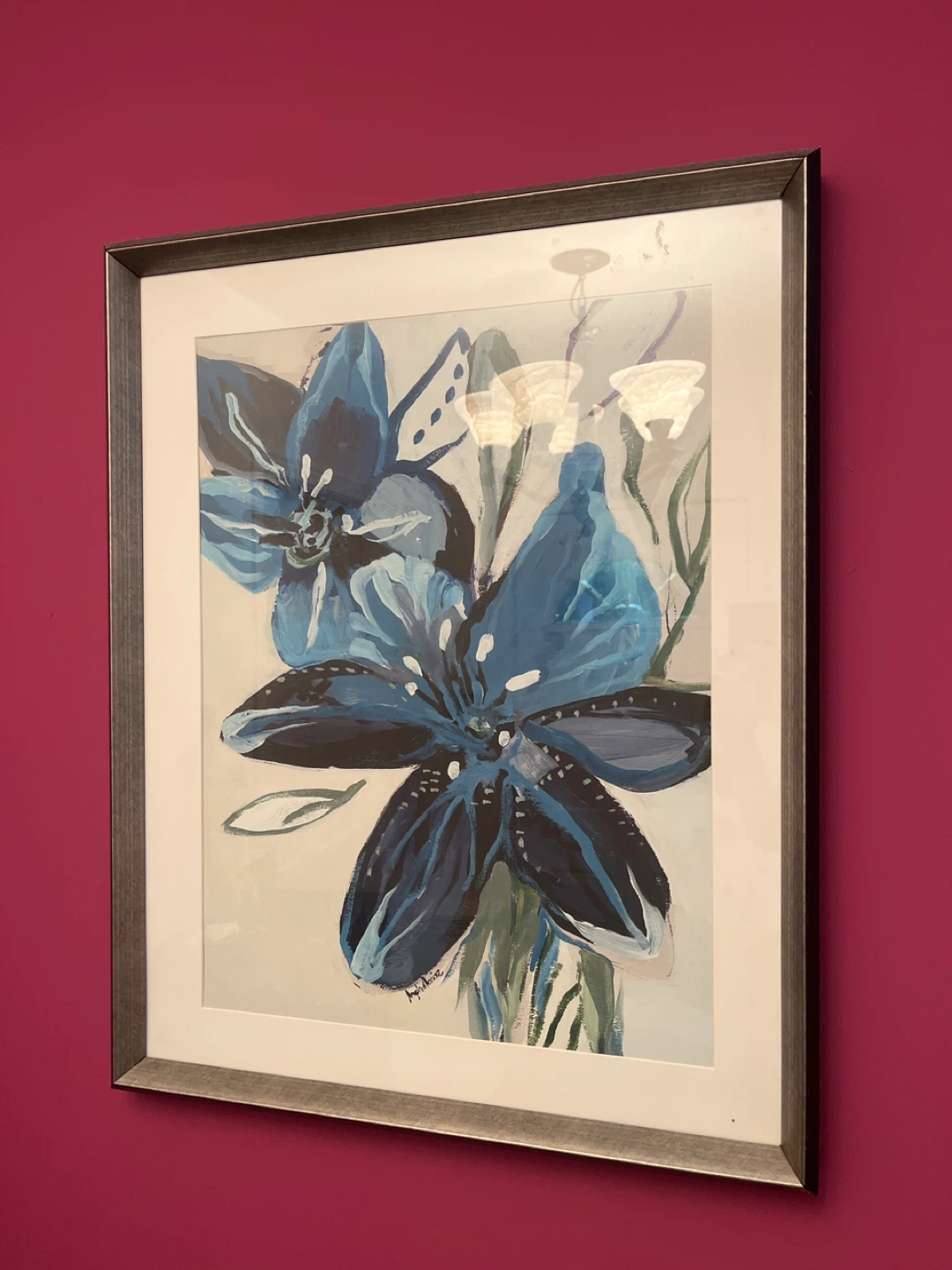 Framed Blue Floral Art Print