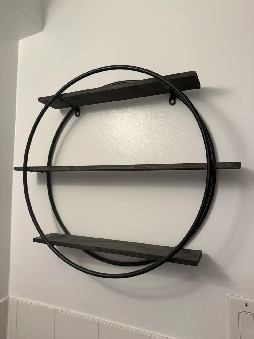 Circular Wall Shelf with Wood Shelves