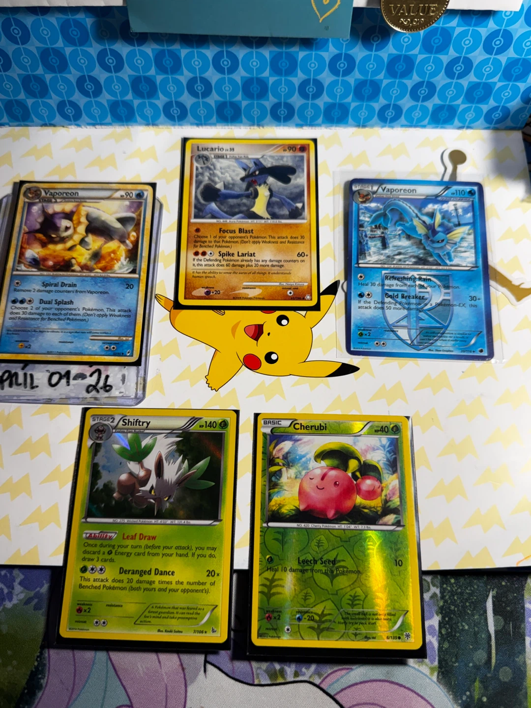Pokémon Trading Cards Vaporeon, Lucario, Shiftry, Cherubi - photo 2