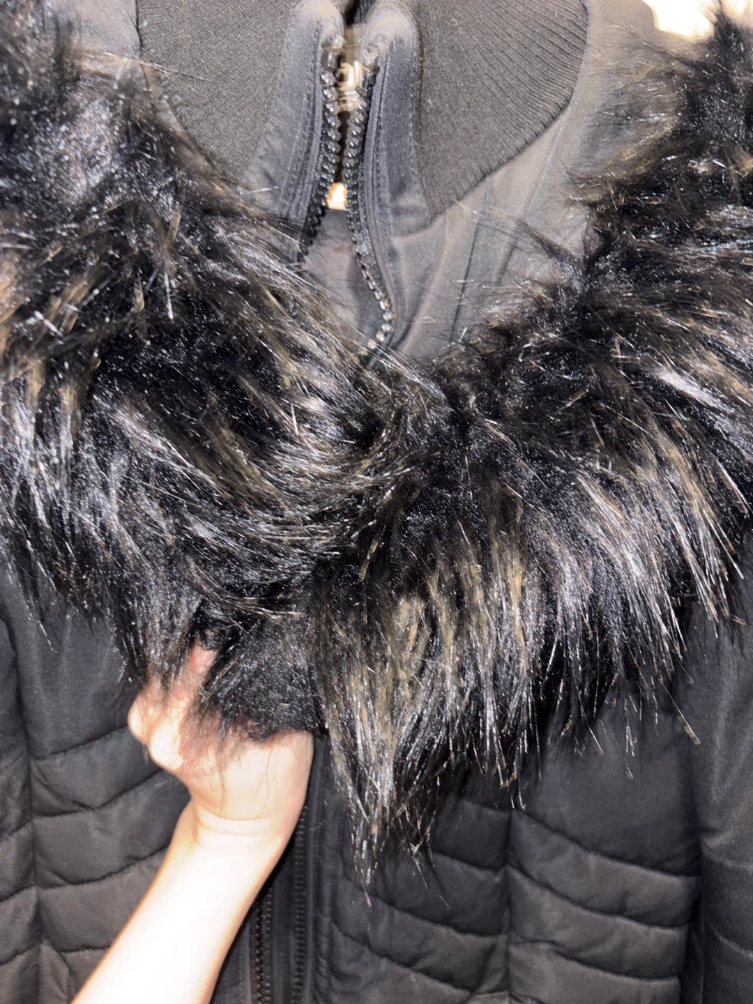 POINT Weather Supply Black Puffer Jacket with Faux Fur Trim - photo 5