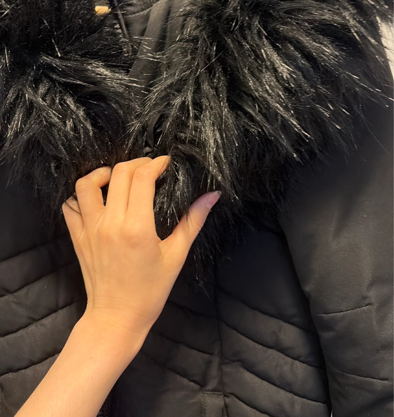 POINT Weather Supply Black Puffer Jacket with Faux Fur Trim - photo 2