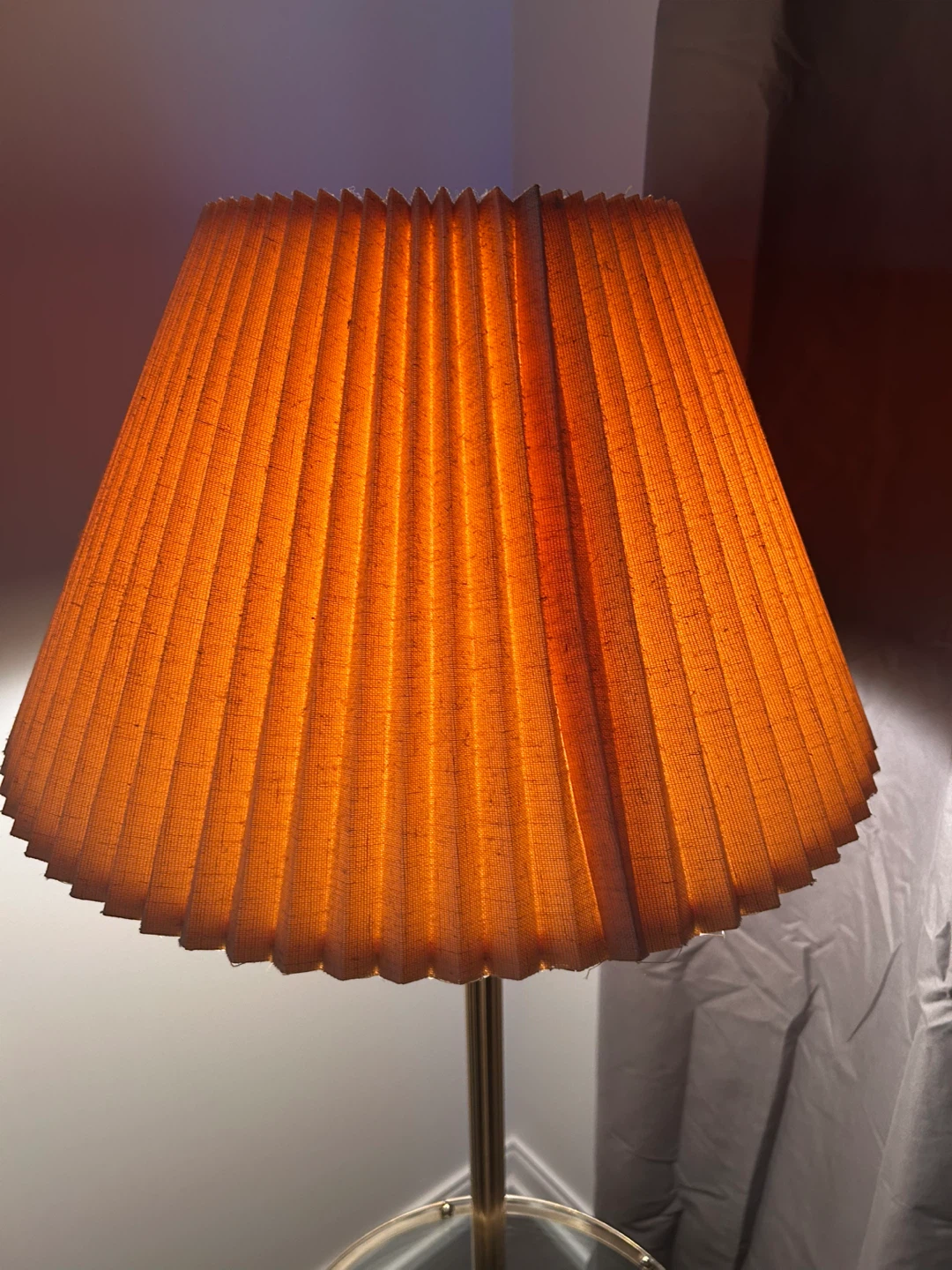 Vintage Brass Floor Lamp with Glass Side Table - photo 3