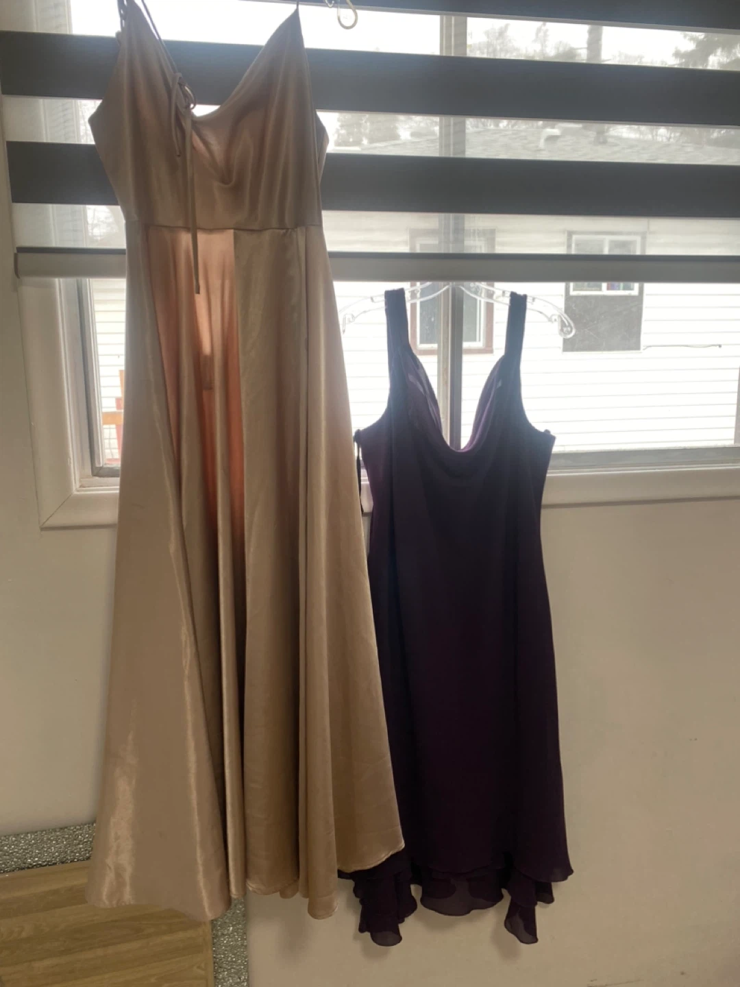 Two Dresses - Champagne and Plum
