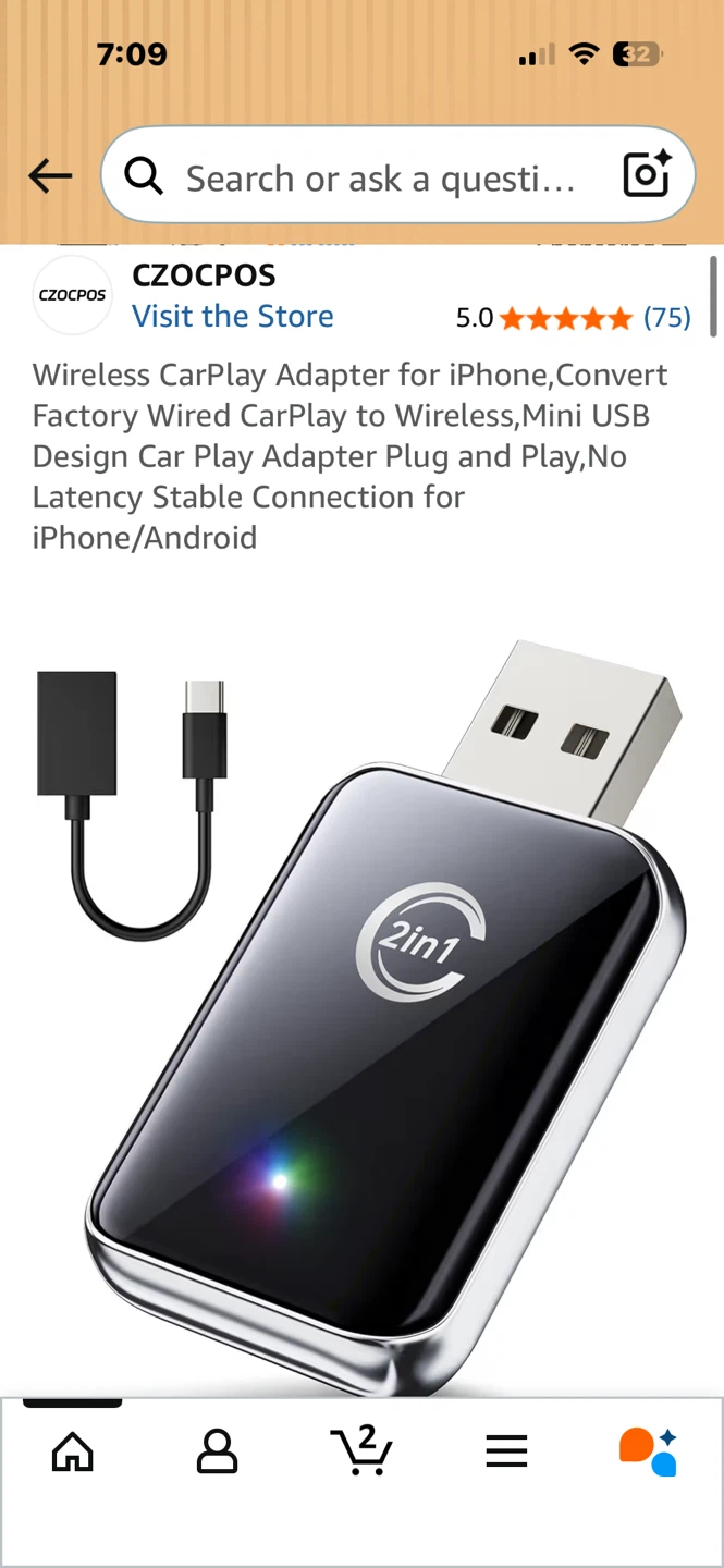 CZOZCPOS 2-in-1 Wireless CarPlay & Android Auto Adapter