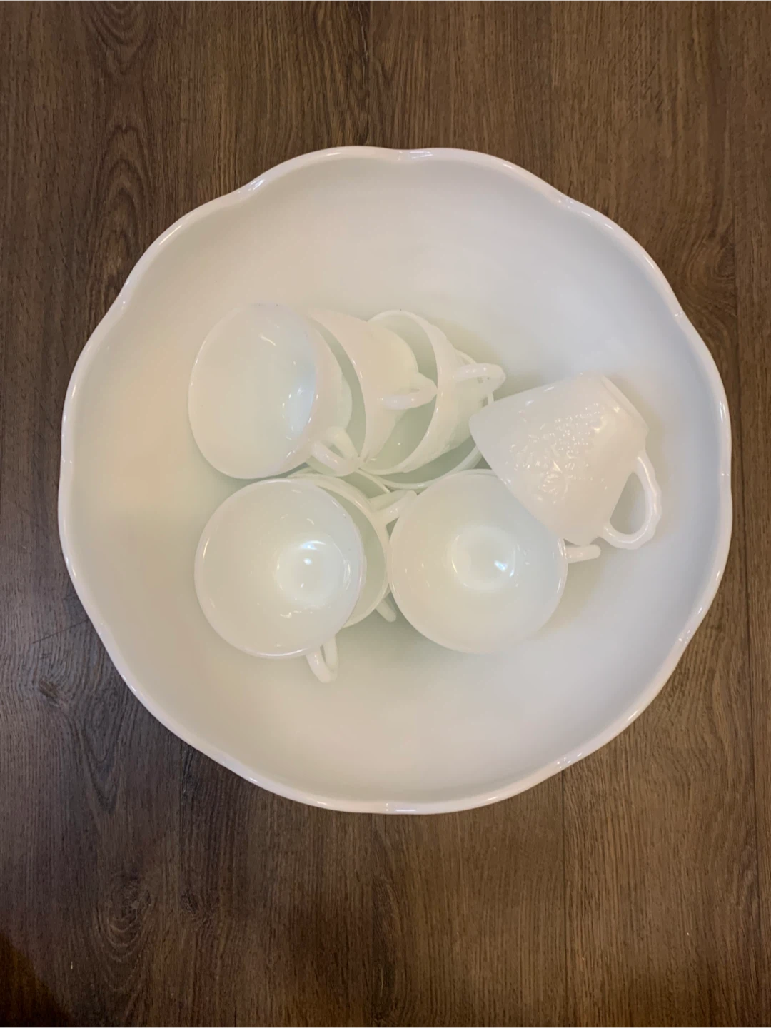 Vintage Milk Glass Punch Bowl Set with Cups - photo 4
