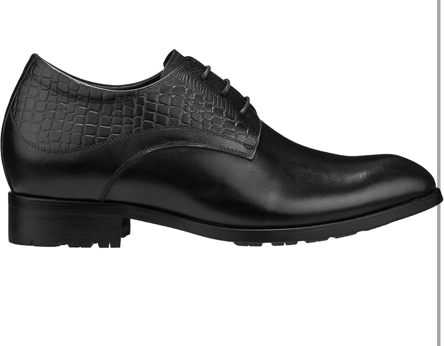 Calto Black Leather Dress Shoes with Croc Detail - Size 9 - photo 3